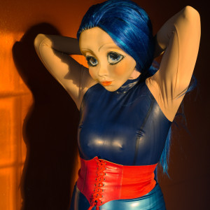 Blue Hair/Red Belt/Blue Dress/Orange Room
